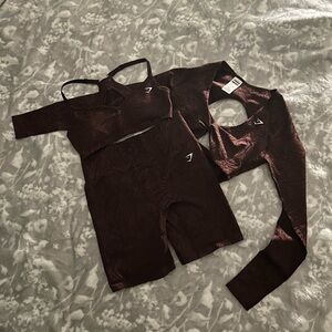 Gymshark Maroon Seamless 3-Piece Active Set